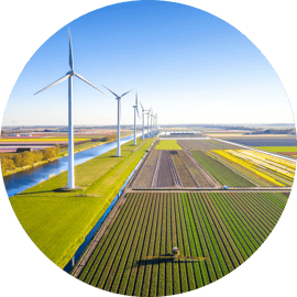 wind farm and farm fields